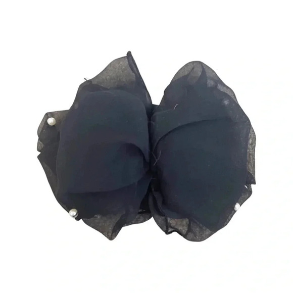 7-Pc Y2K Hair Accessory Bundle — Satin Bow Barrettes, Red Ruched Banana Clip - Picture 4 of 15